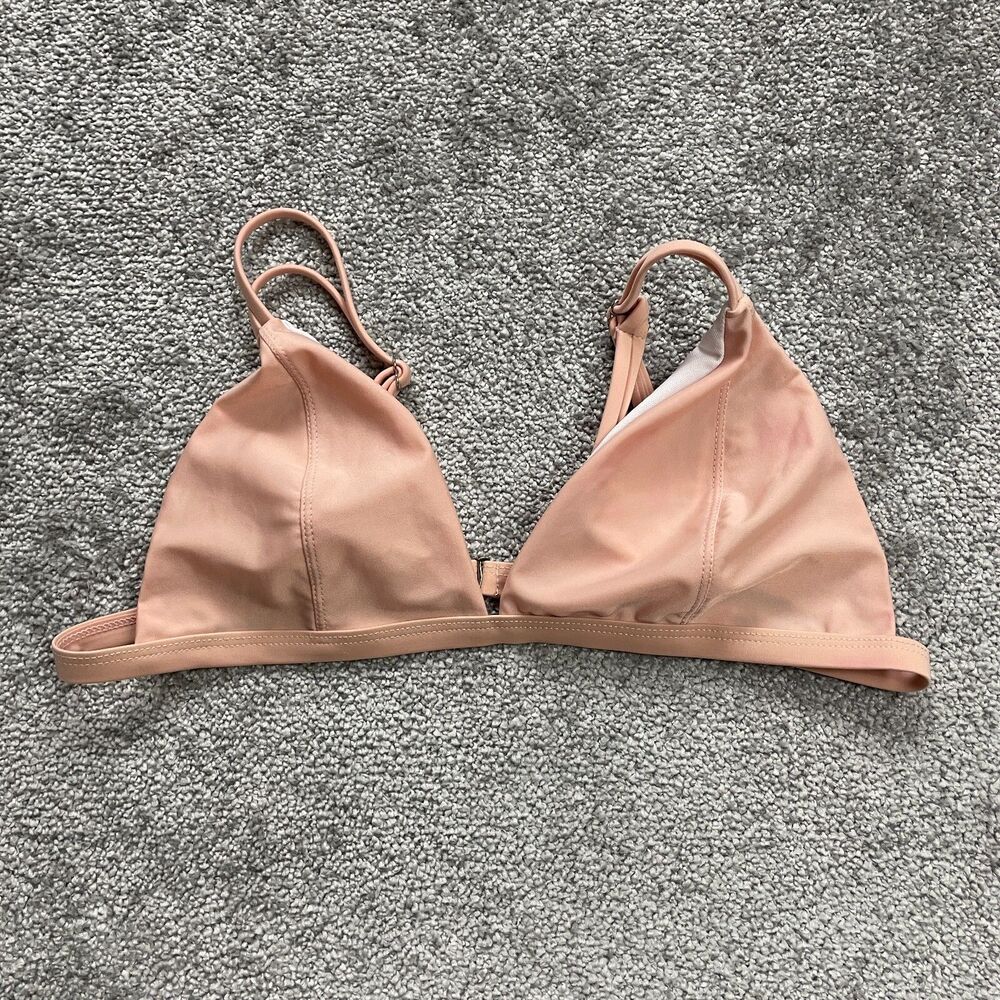 Unbranded Swimwear Bikini Top Womens Medium Solid Peach Spaghetti Triangle Beach
